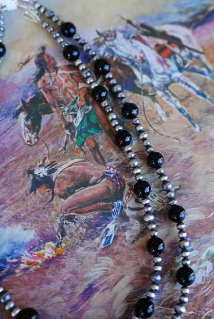 Sterling Silver Pearls w/ Black Onyx Necklaces