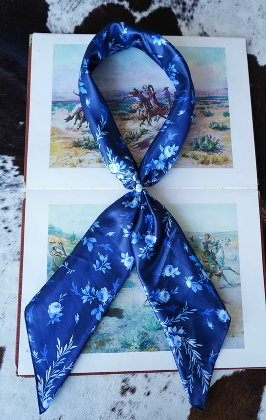 Navy & Royal Blue Floral Wild Rag