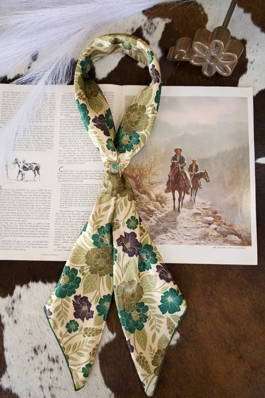 Hunter Green & Plum Floral Wild Rag