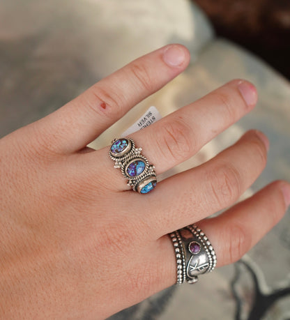 Purple Mojave 3 Stone Ring - Sz 7