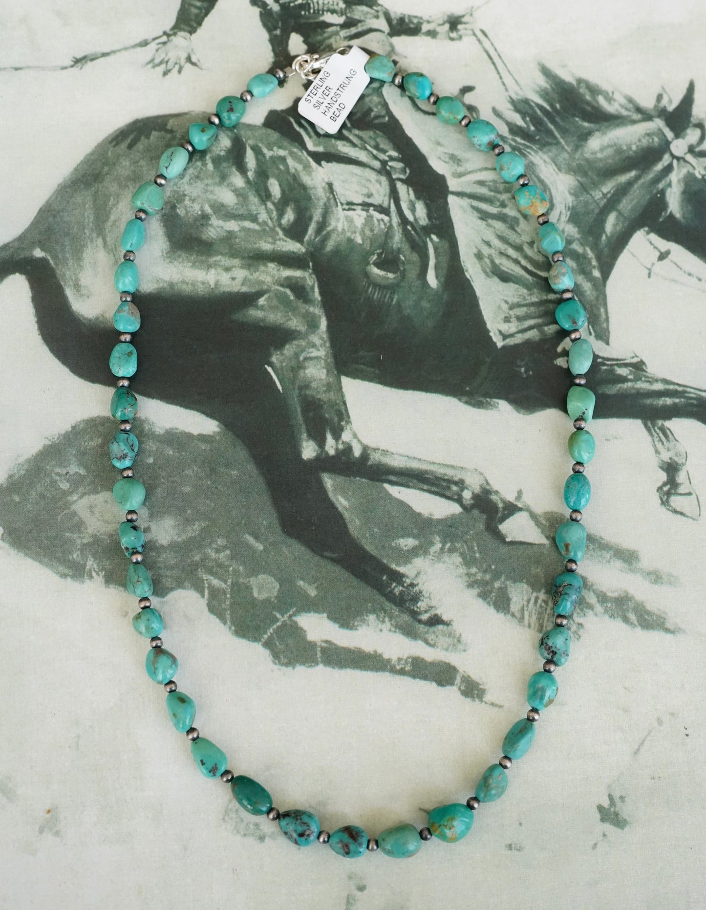 Cloud Mountain Turquoise & Sterling Silver Pearls Necklace - 18”