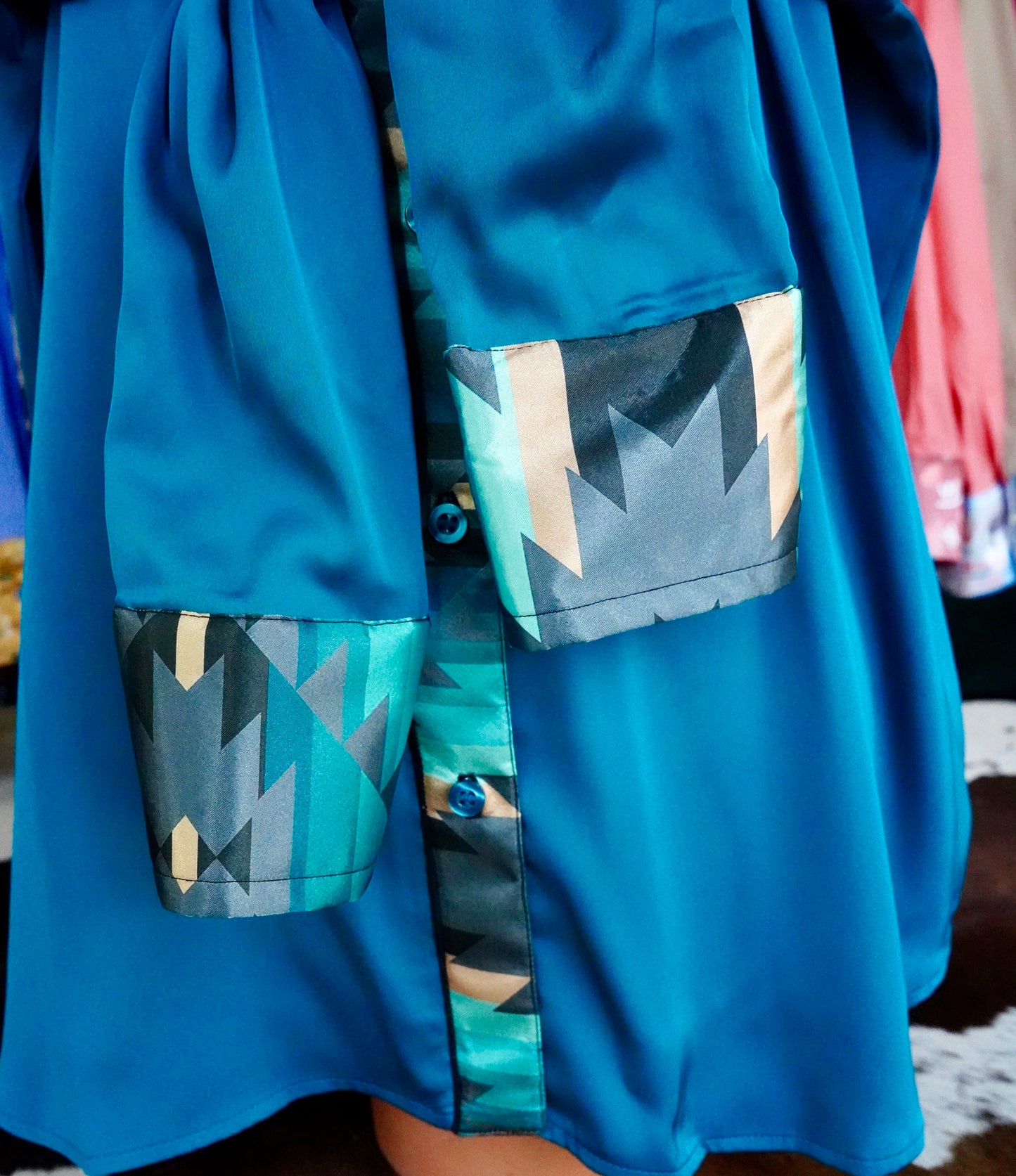 Branded Flowy Satin Button Downs