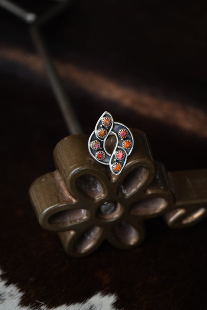 8 Stone Pink Dahlia Spiral Ring - Sz 8