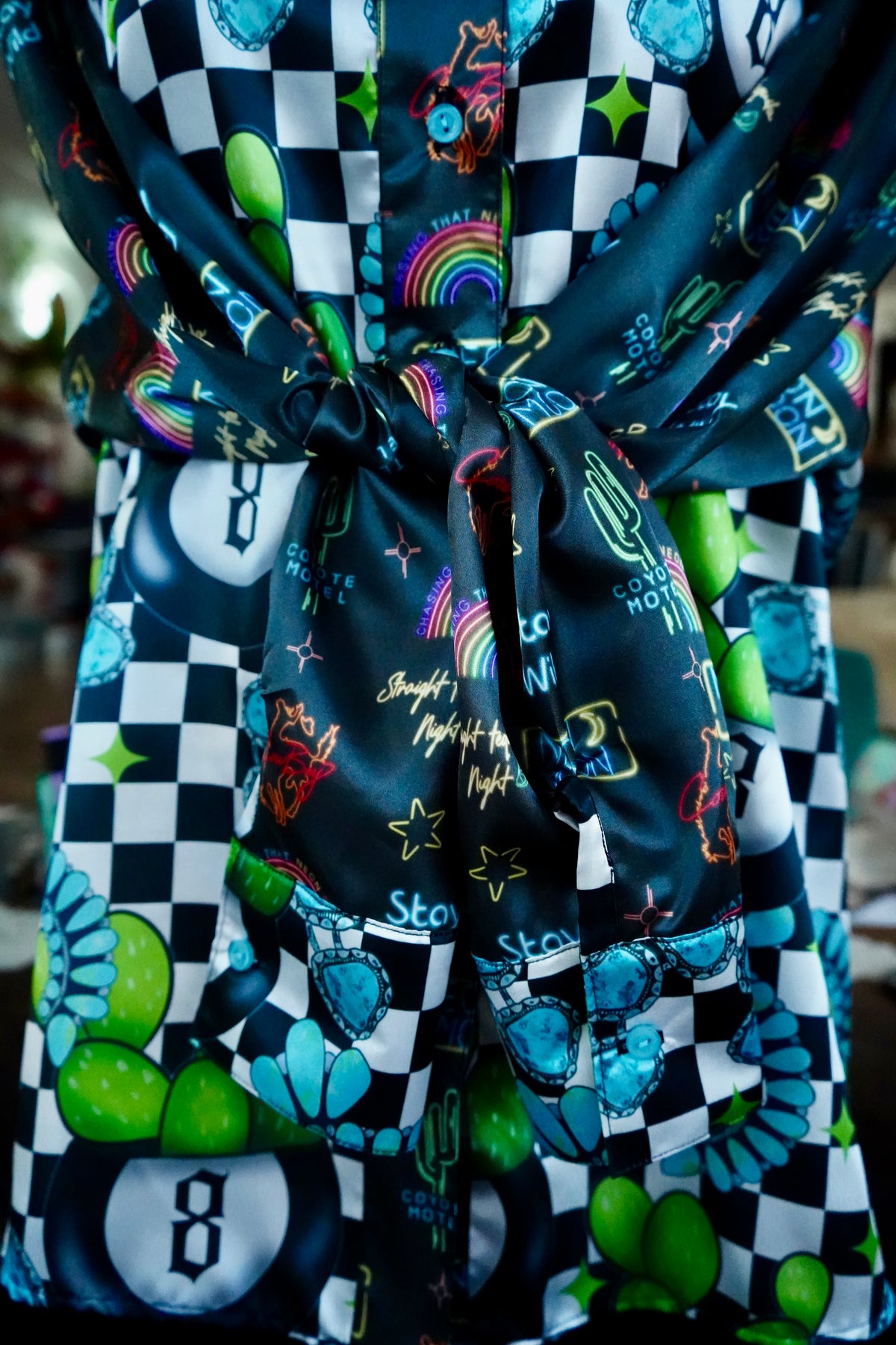 Daisy Original Checkered Cactus 8Balls w/ Neon Moon Button Down - Size 22