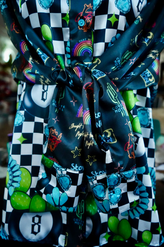 Daisy Original Checkered Cactus 8Balls w/ Neon Moon Button Down - Size 22