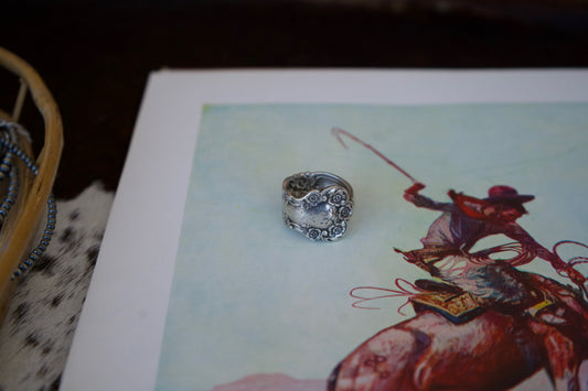 Vintage Sterling Silver Spoon Ring - Sz 11