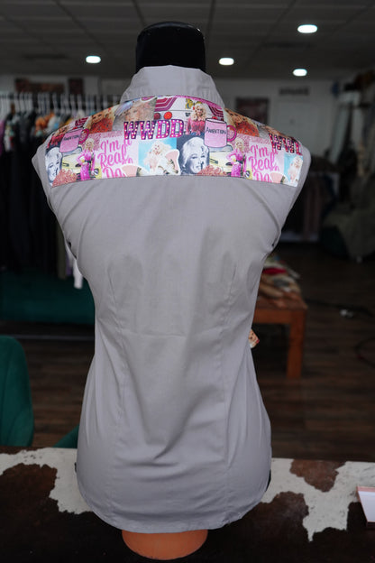 A - Cup Of Ambition on Gray Cotton Button Down