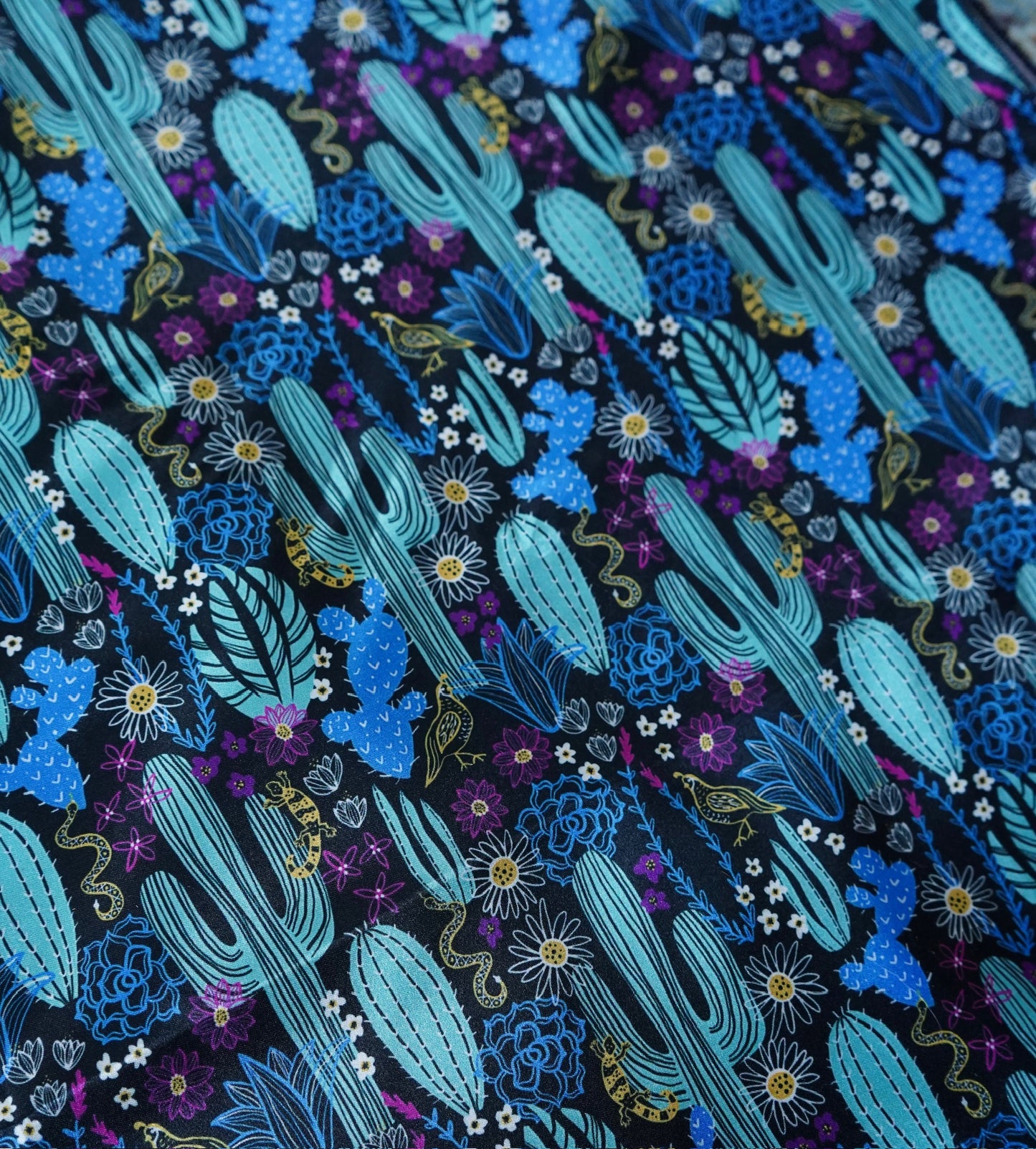 Black, Turquoise & Blue Cactus Wild Rag