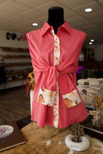 Load image into Gallery viewer, XL - Hula Girls on Coral Cotton Button Down