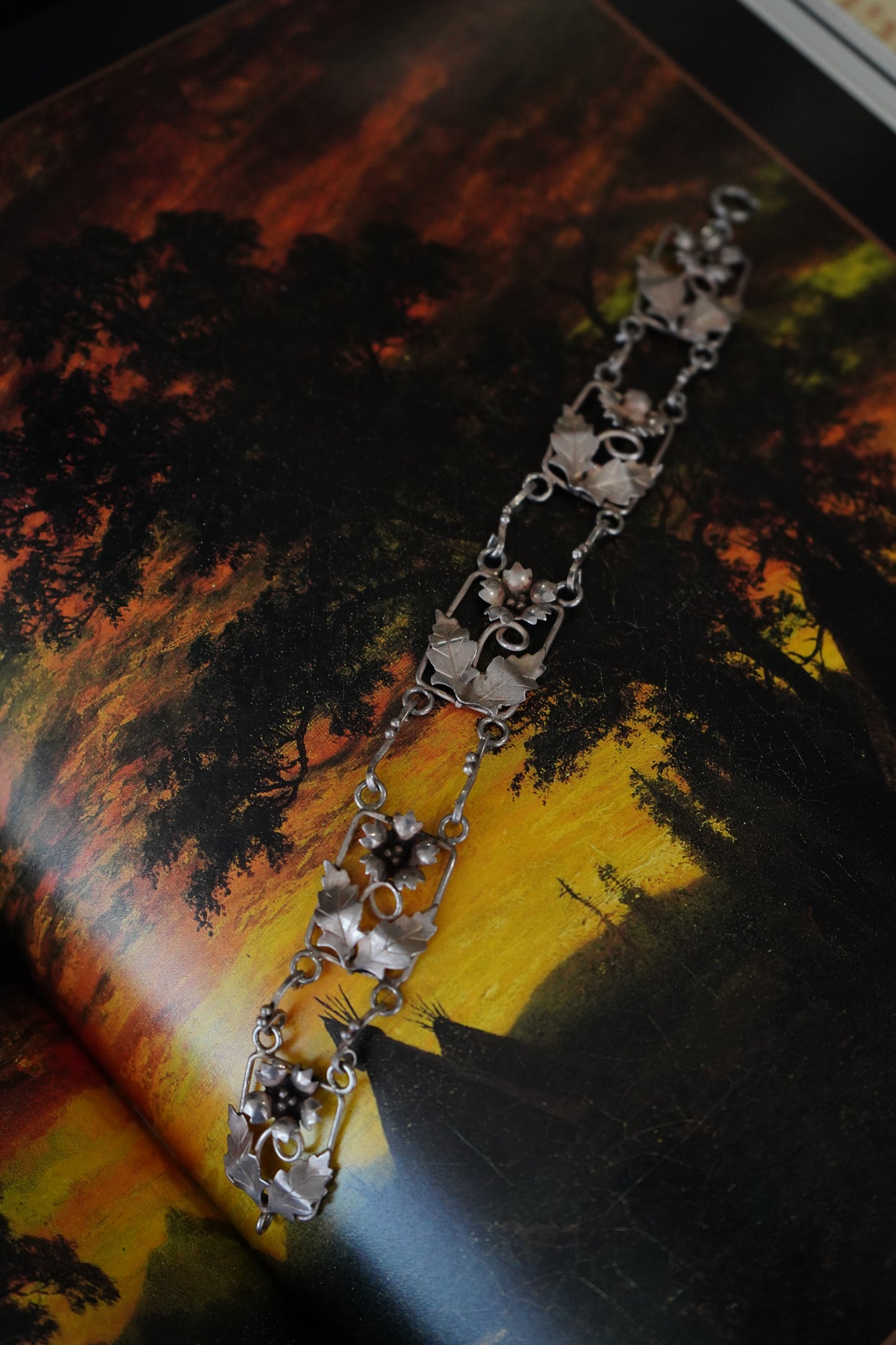 Vintage Sterling Silver Flower Chain Bracelet