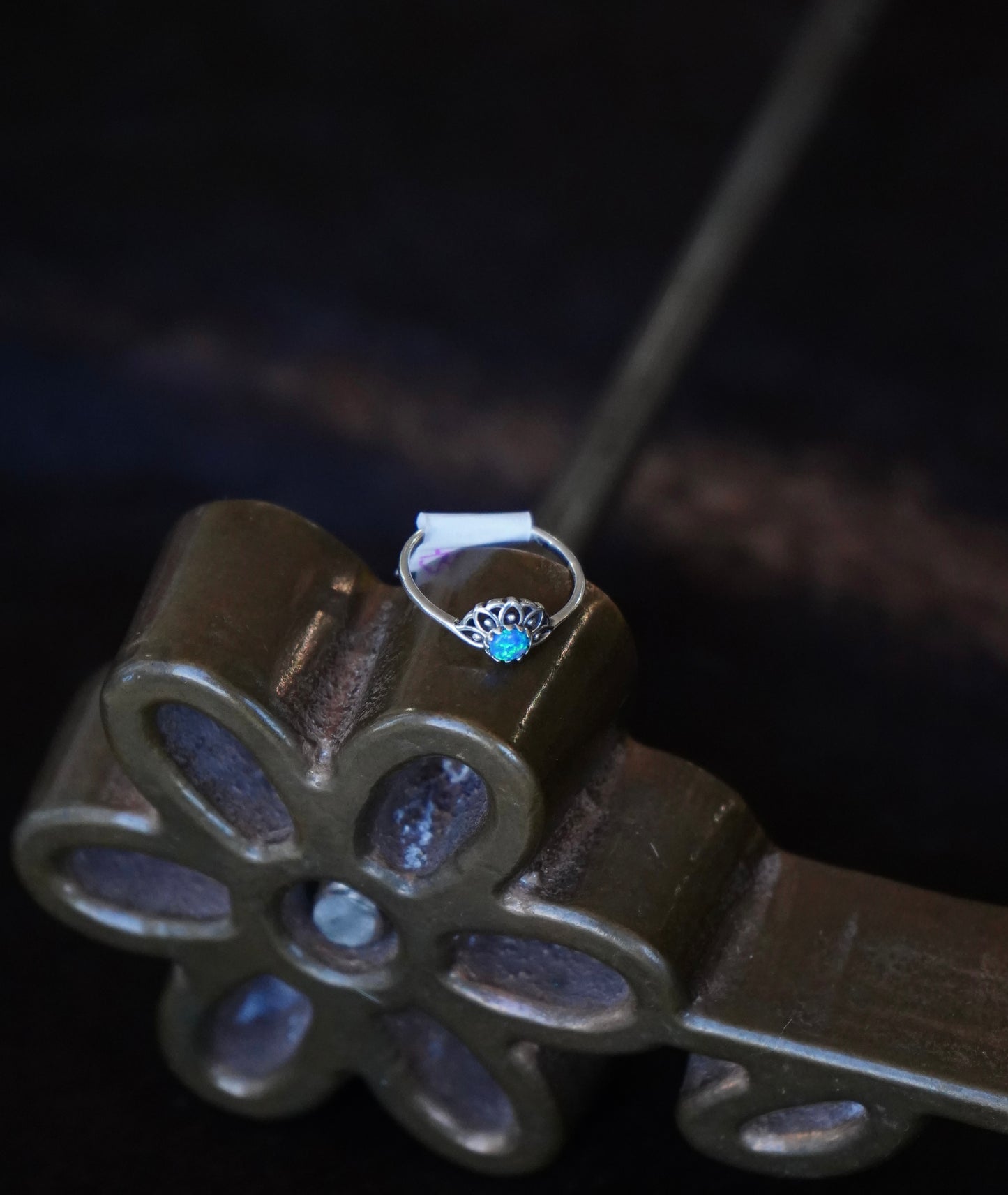 Dainty Opal Half Flower Rings