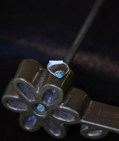 Dainty Opal Half Flower Rings