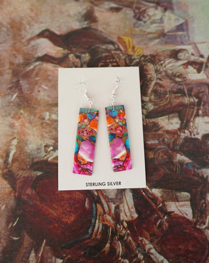 Turquoise Slab Fish Hook Earrings