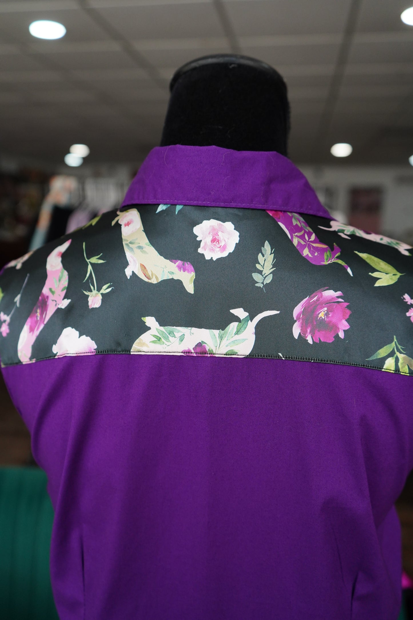 XL - Floral Weenie Dawg on Purple Cotton Button Down