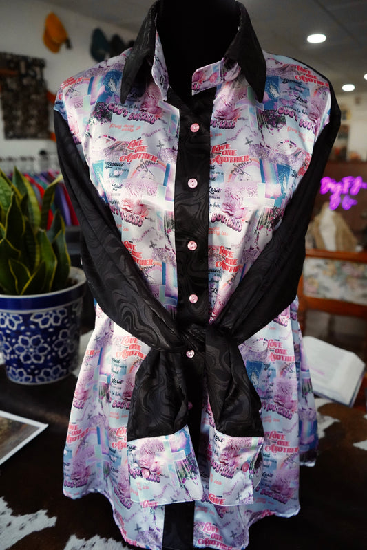 Daisy Original Blessed Is She w/ Black Groovy Button Down - Size 20