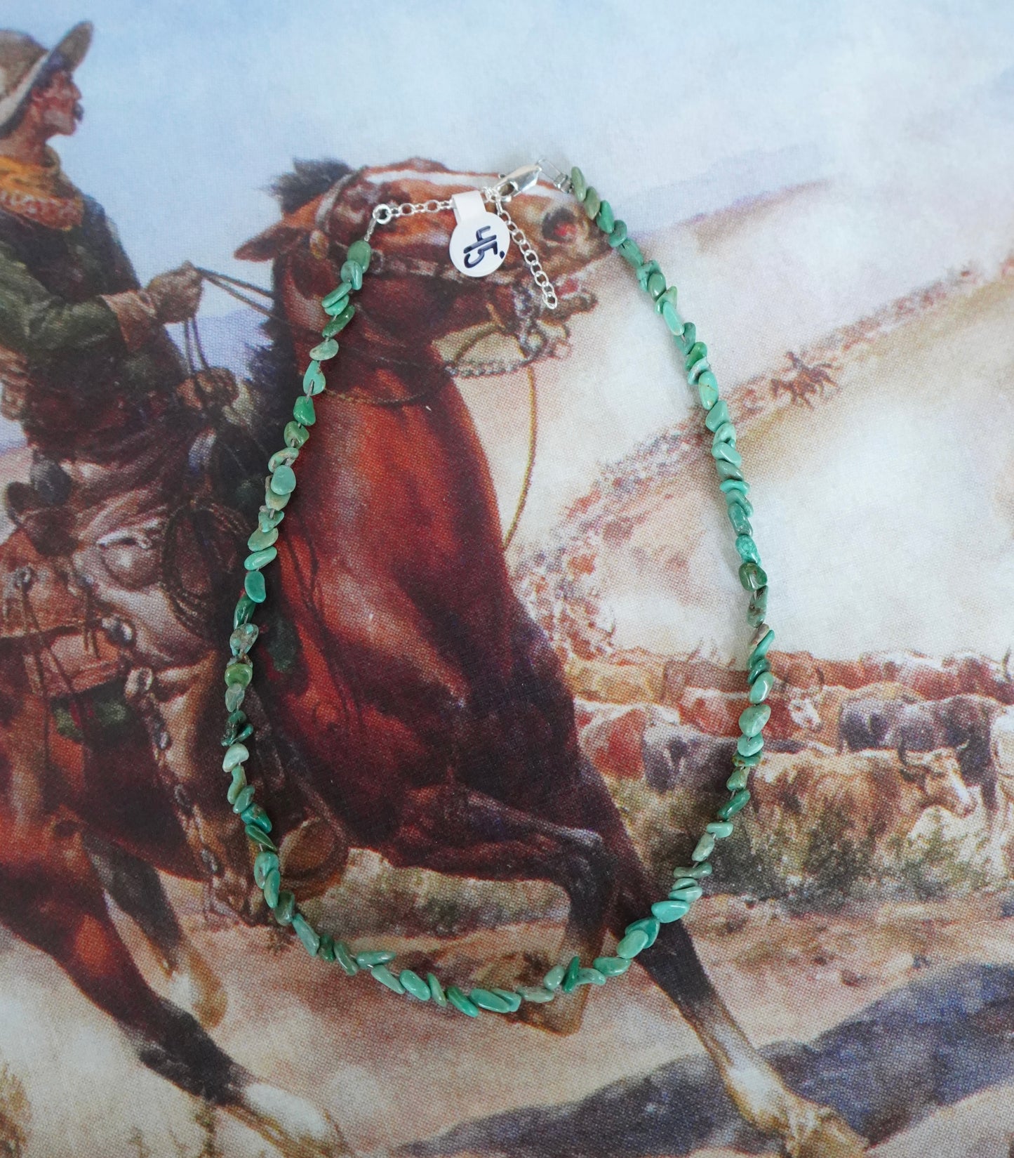 Dainty Turquoise Chip Necklace - 14”