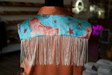 Load image into Gallery viewer, L - Mystic Mustangs w/ Cream Fringe on Rust Button Down