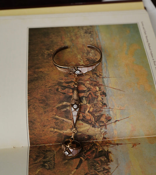 Vintage Gold & MOP Lariat Bracelet - Sz 5