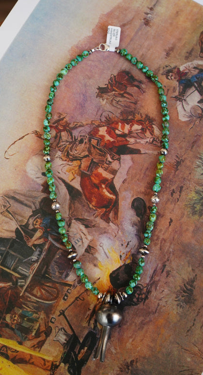 Sonoran Gold & Sterling Silver Pearls w/ Squash Blossom Necklace