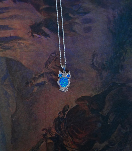 Blue Opal Owl Necklace