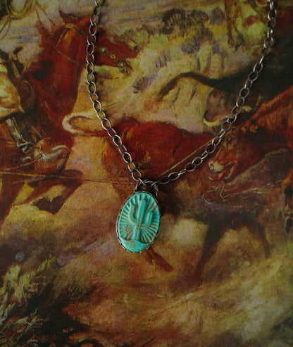 Turquoise Cactus Scene Necklace