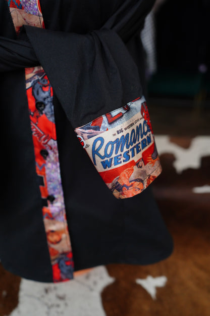 XL - Cowboy Love on Black Cotton Button Down