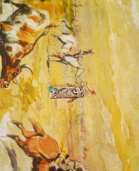 Anne Martinez Turquoise Cactus Bar Necklace