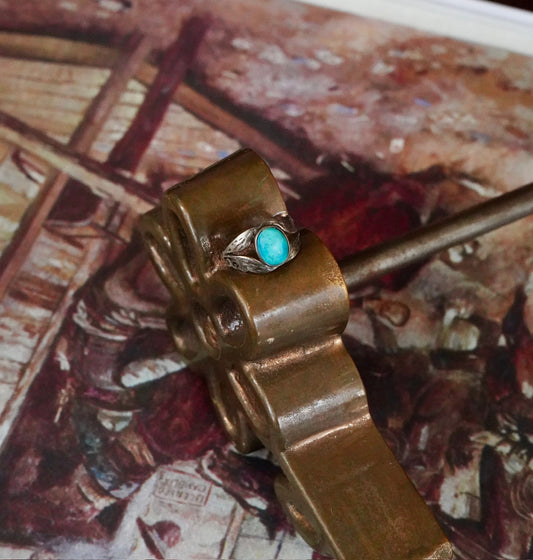 Vintage Blue Turquoise w/ Stamped Details - Sz 7.5