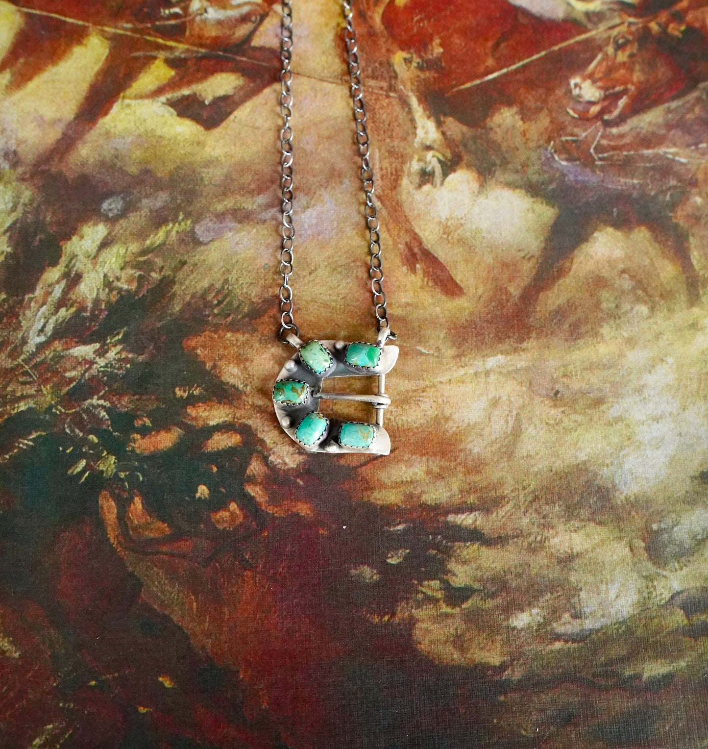 Kingman Turquoise Buckle Necklace