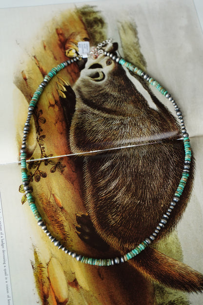 Navajo Pearl w/ Turquoise Chips Necklaces