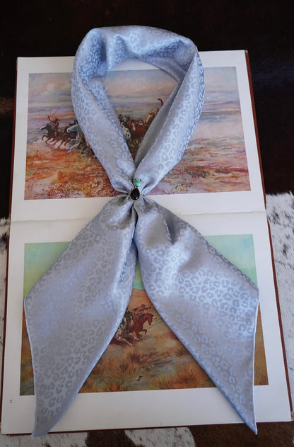 Silver Dainty Cheetah Jacquard DS Wild Rag