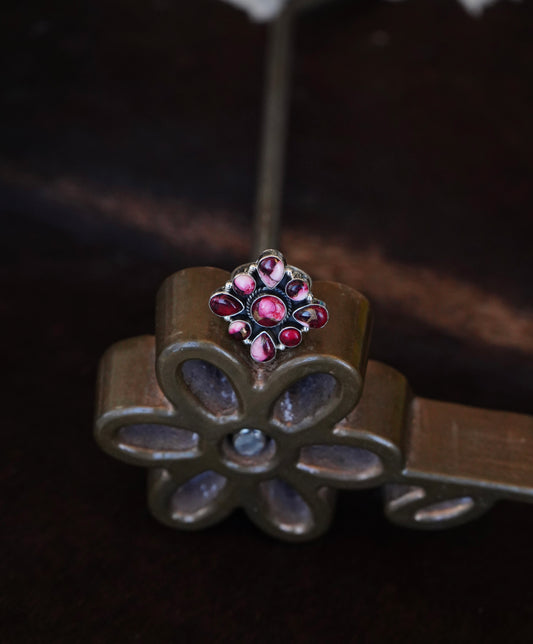 Rose Dahlia Cluster Ring - Sz 9