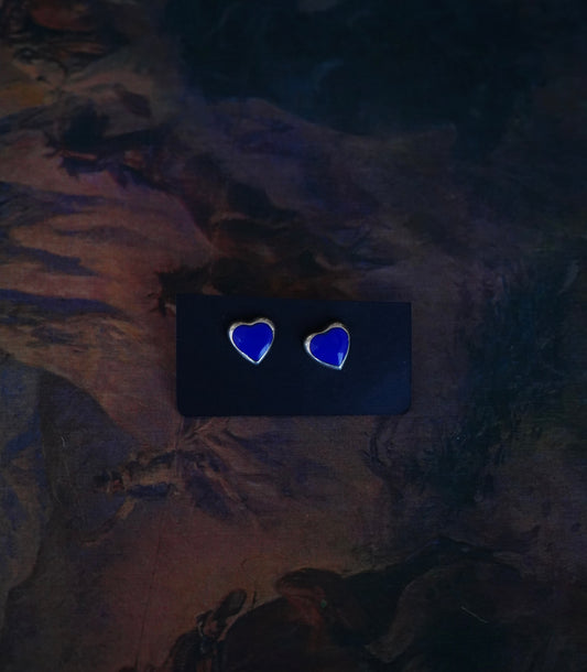 Lapis Heart Stud Earrings
