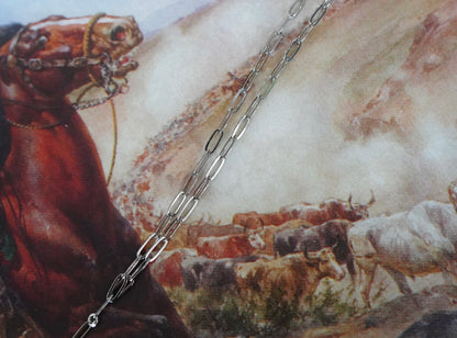 Sterling Silver Paperclip Chain Lariat Necklace