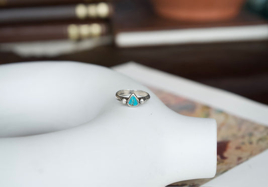 Turquoise Dainty Teardrop Ring - Size 6.5