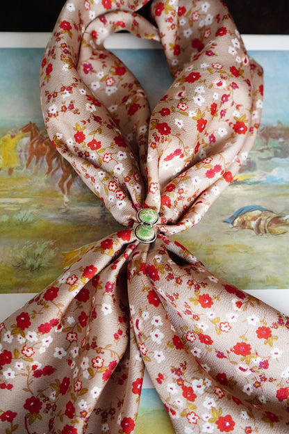 Tan w/ Red & White Dainty Flowers DS Wild Rag