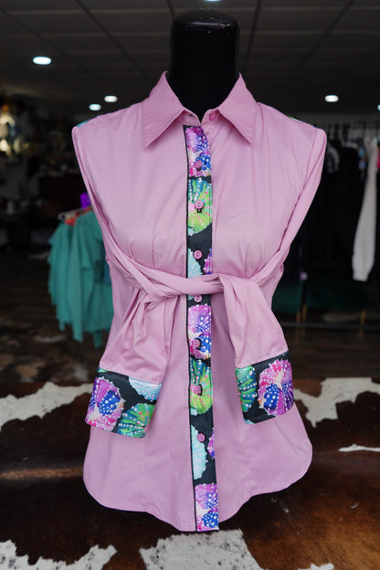 XL - Watercolor Sea Urchins on Mauve Cotton Button Down