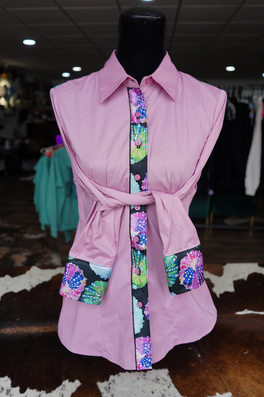 XL - Watercolor Sea Urchins on Mauve Cotton Button Down