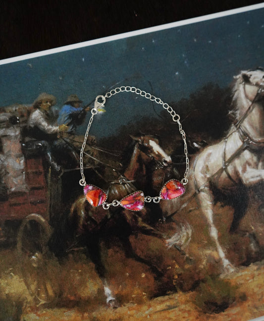 TBP Pink Dahlia 3 Stone Clasp Bracelet