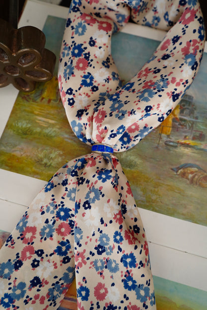 Navy Denim & Mauve Speckled Floral Wild Rag