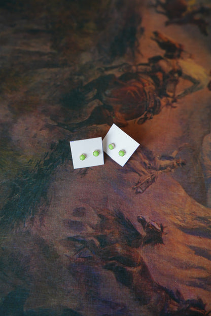 Dainty Round Turquoise Stud Earrings