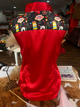 Load image into Gallery viewer, XXXL - Black Vegas on Red Satin Button Down