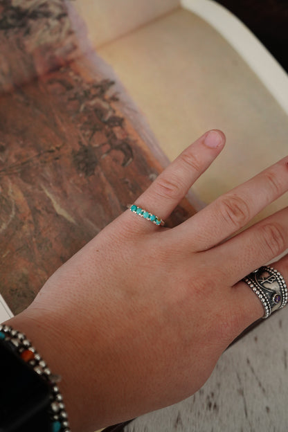 TBP Dainty Turquoise 5 Stone Ring - Sz 6