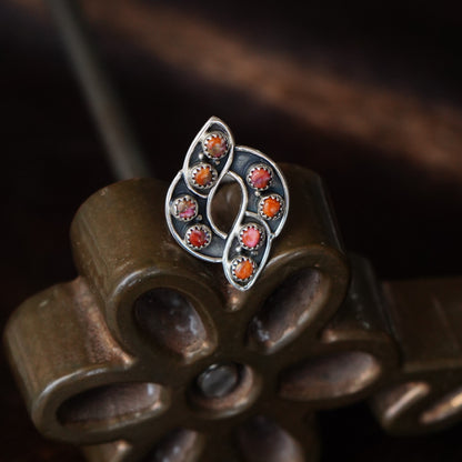 8 Stone Pink Dahlia Spiral Ring - Sz 8