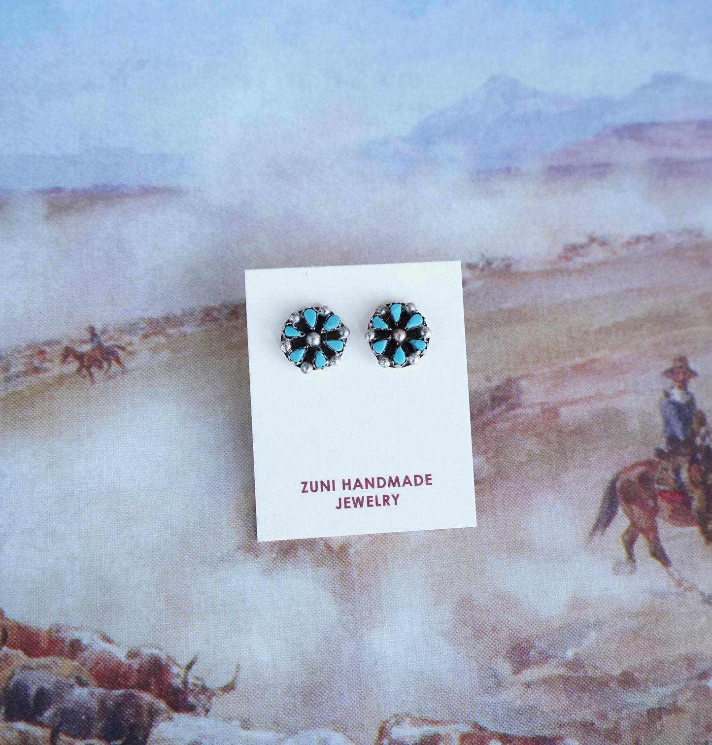 Tricia Leekity Turquoise Flower Cluster Stud Earrings