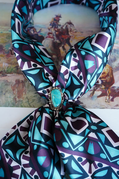 Small Black, Turquoise, & Maroon Aztec Wild Rag