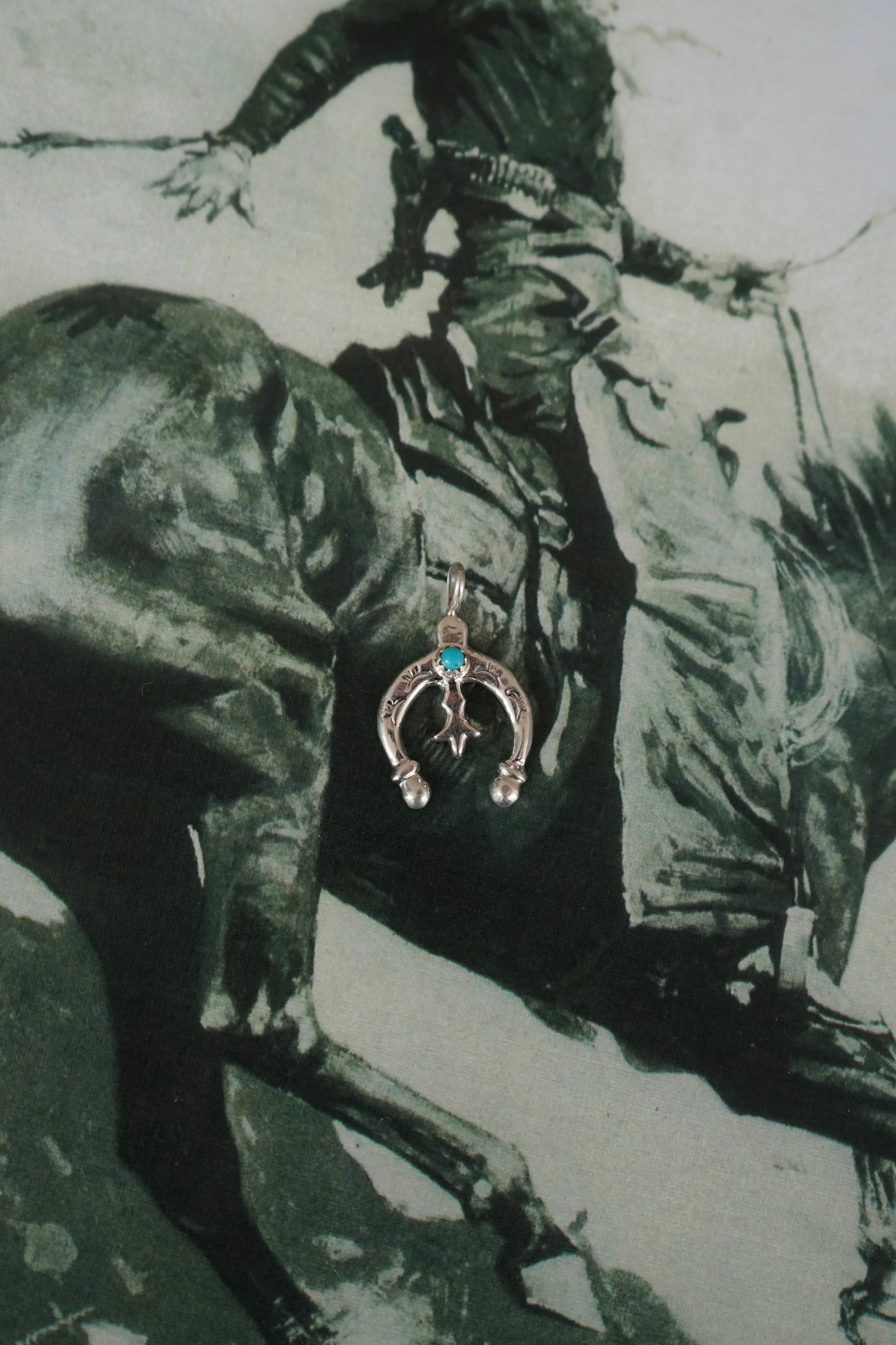 Stamped Turquoise Naja Pendant