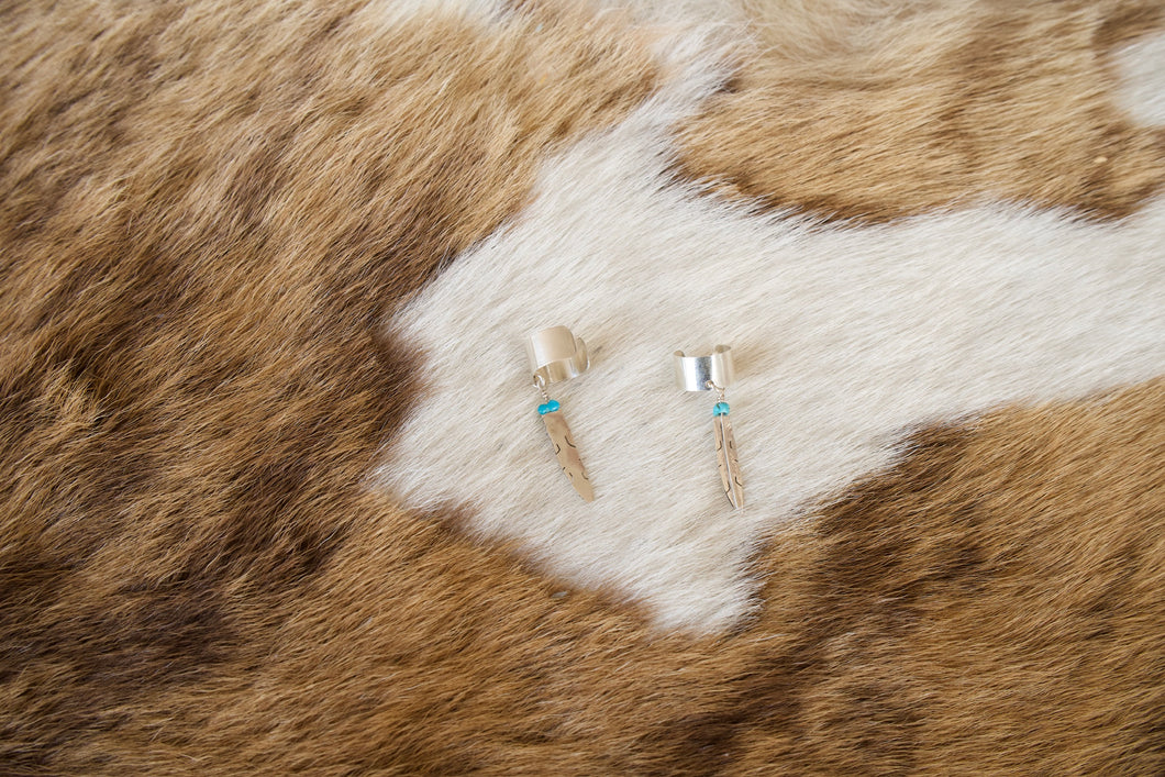 Feather & Turquoise Ear Cuff
