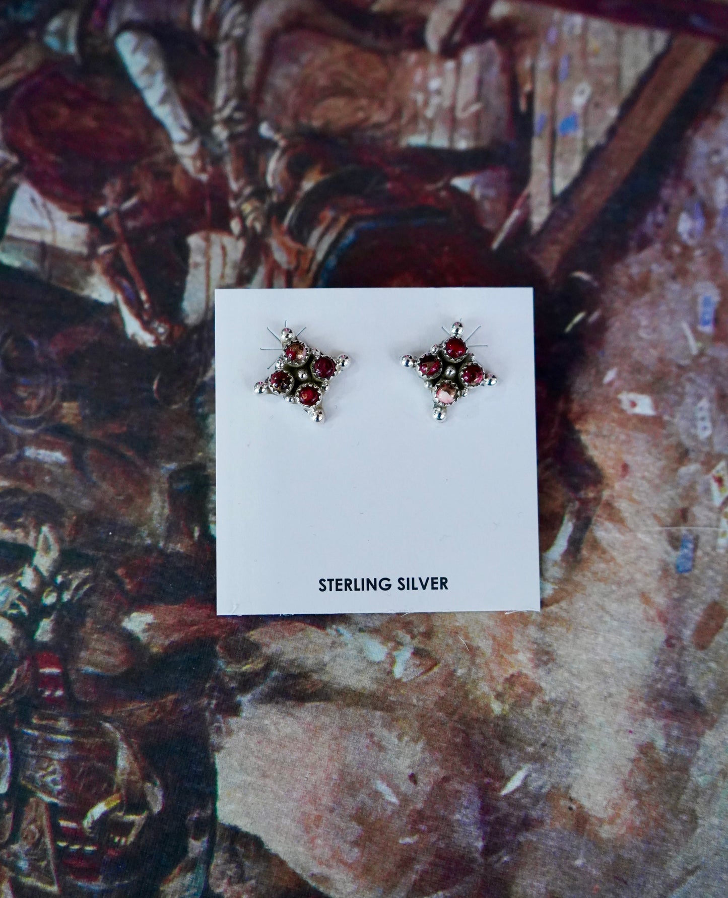 4 Stone Square Cluster Stud