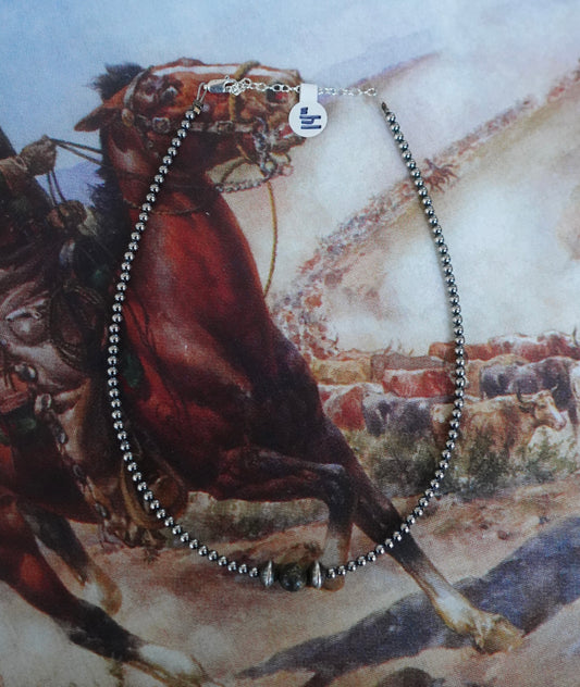 Sterling Silver Pearls w/ Bumblebee Jasper Bead Necklace - 14”